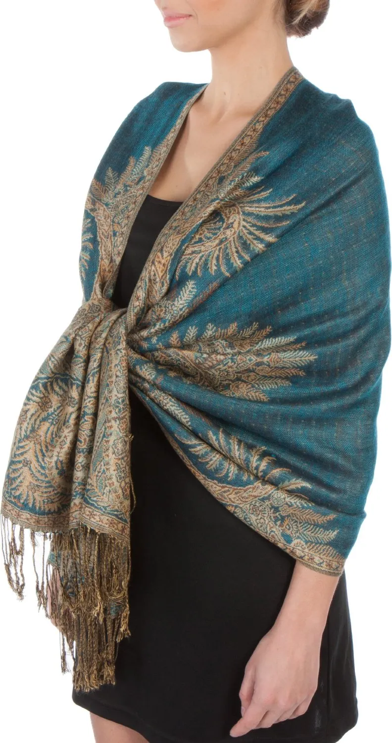 Sakkas 70" x 28" Big Paisley Jacquard Layered Woven Pashmina Shawl / Wrap Stole