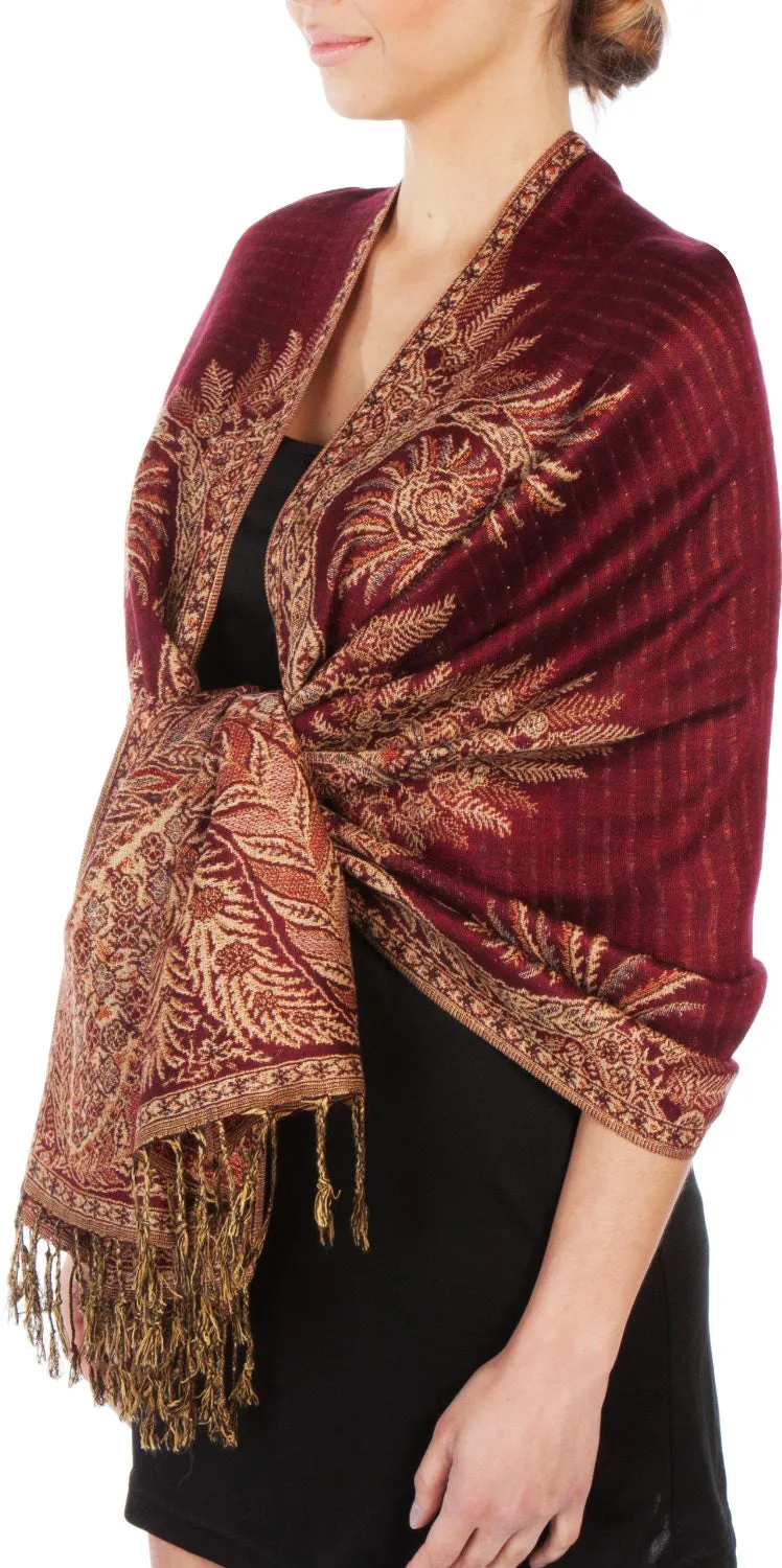 Sakkas 70" x 28" Big Paisley Jacquard Layered Woven Pashmina Shawl / Wrap Stole