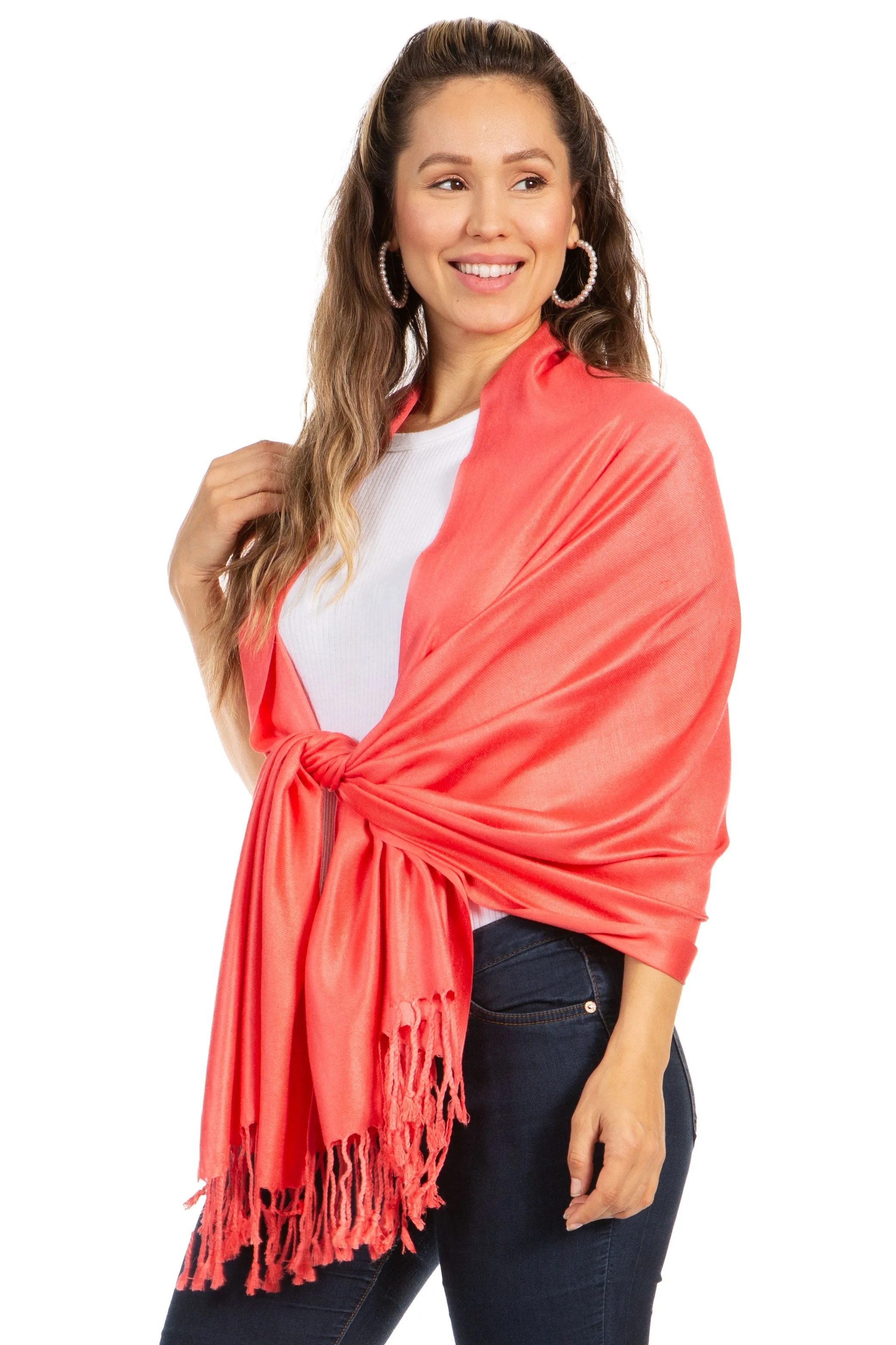 Sakkas 78" X 28" Rayon from Bamboo Soft Solid Pashmina Shawl / Wrap / Stole