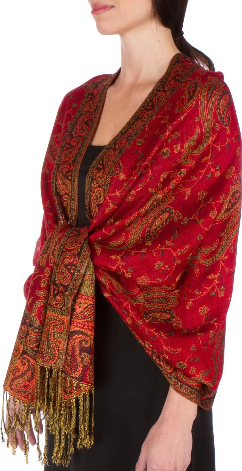 Sakkas Double Layer Jacquard Paisley Pashmina Shawl / Wrap / Stole