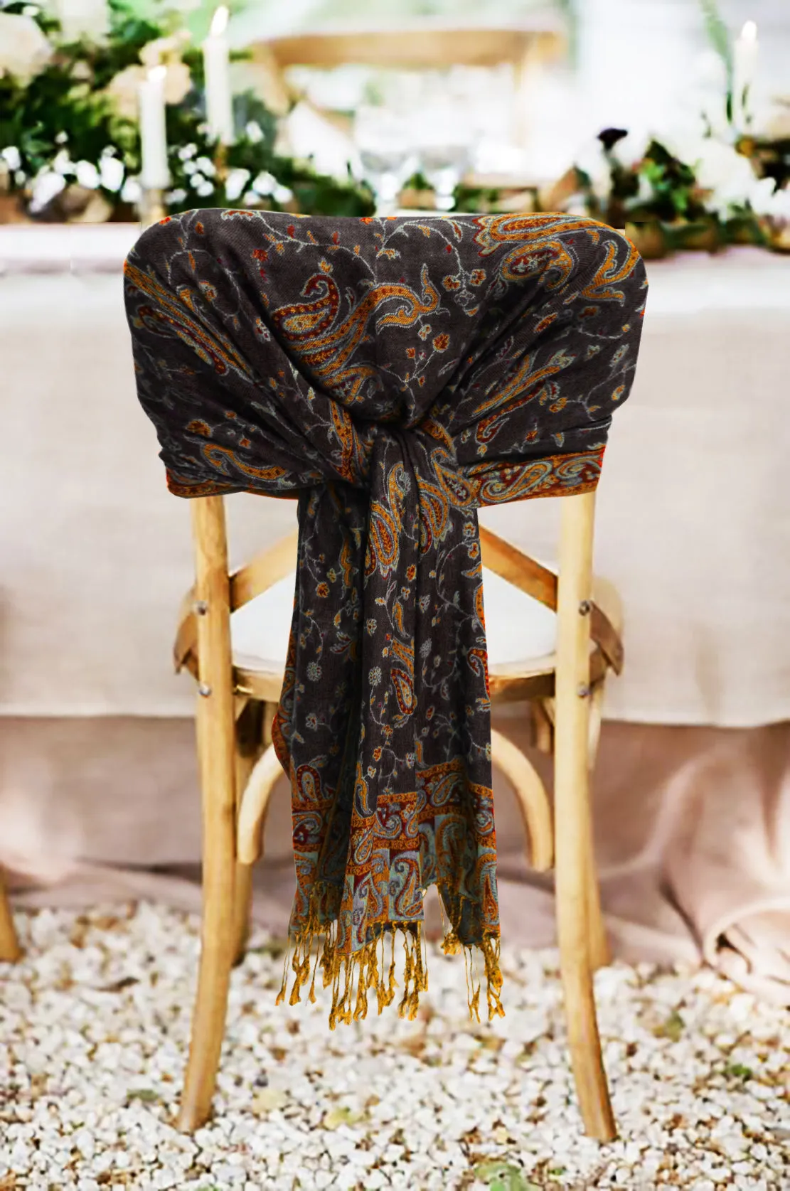 Sakkas Double Layer Jacquard Paisley Pashmina Shawl / Wrap / Stole