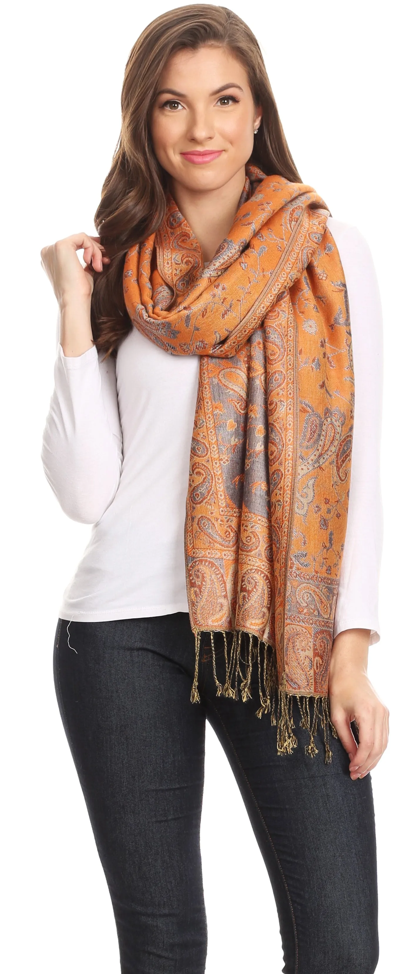 Sakkas Double Layer Jacquard Paisley Pashmina Shawl / Wrap / Stole