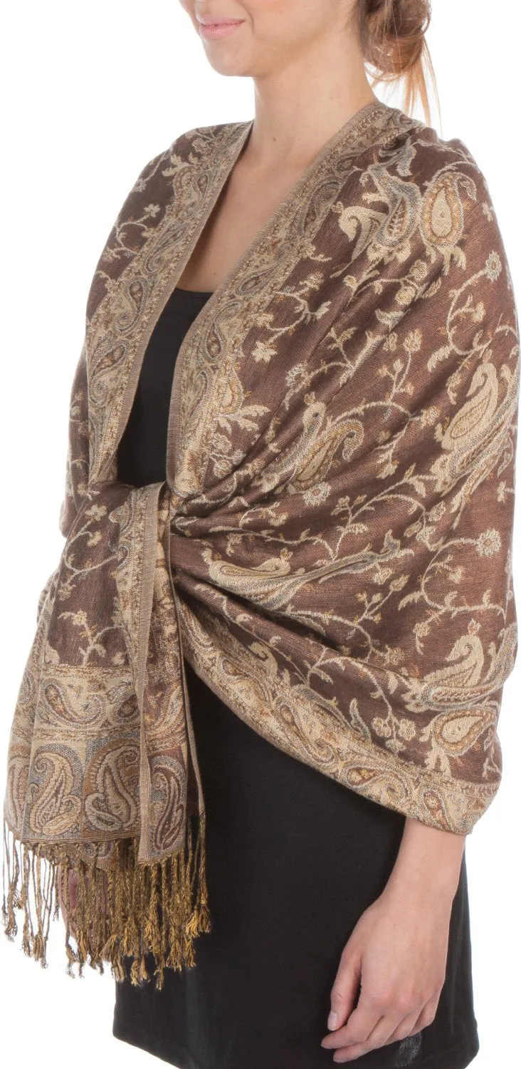 Sakkas Double Layer Jacquard Paisley Pashmina Shawl / Wrap / Stole