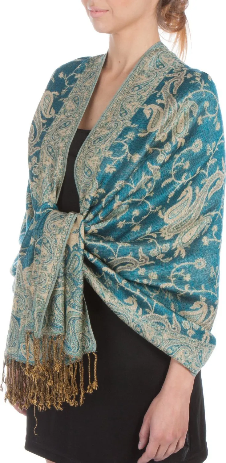 Sakkas Double Layer Jacquard Paisley Pashmina Shawl / Wrap / Stole