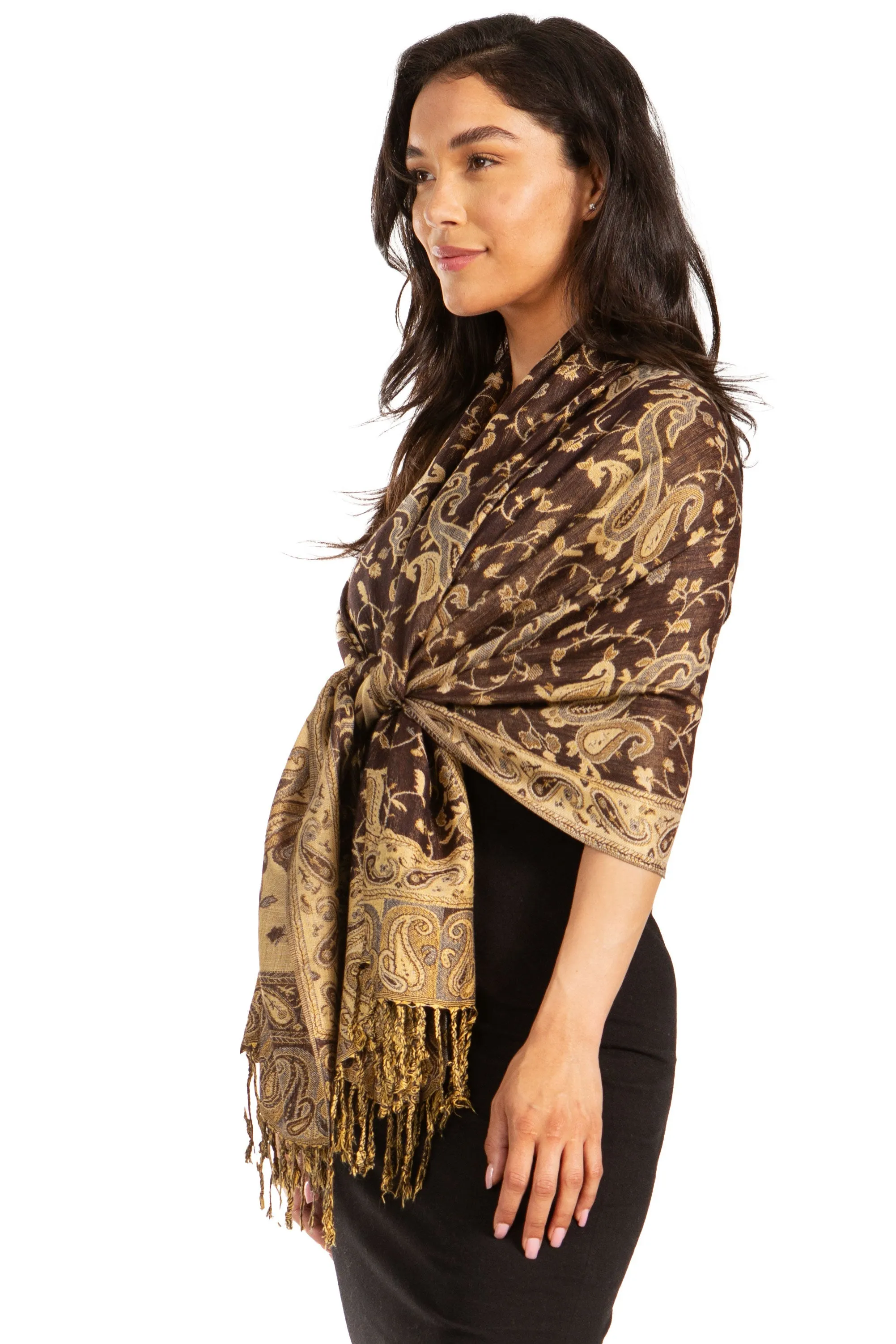 Sakkas Double Layer Jacquard Paisley Pashmina Shawl / Wrap / Stole