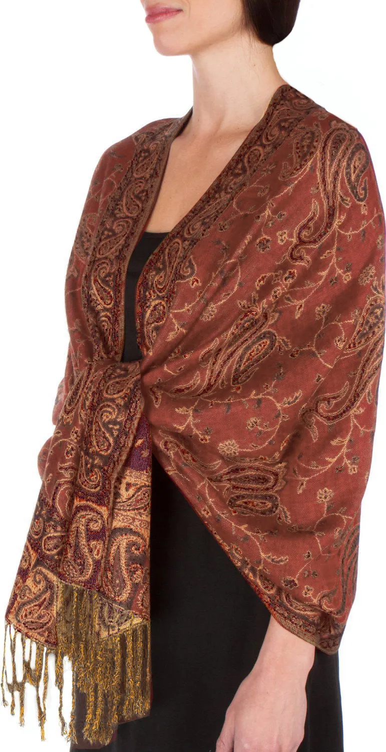 Sakkas Double Layer Jacquard Paisley Pashmina Shawl / Wrap / Stole