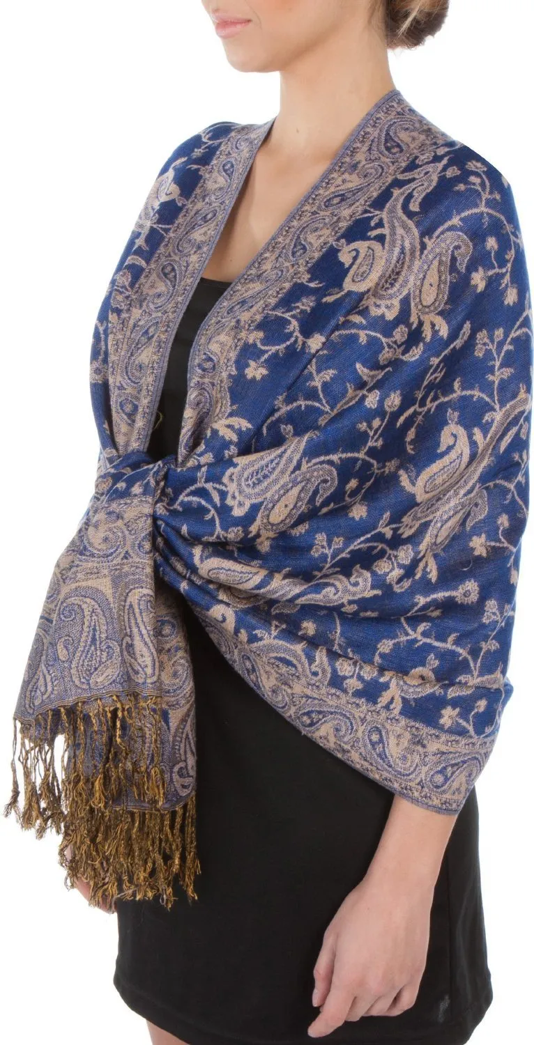 Sakkas Double Layer Jacquard Paisley Pashmina Shawl / Wrap / Stole