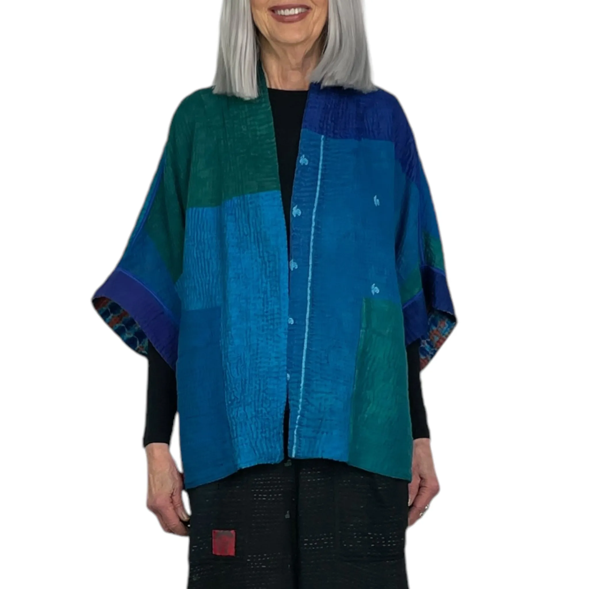 SERPENT SHIBORI TIE DYE MINI PONCHO