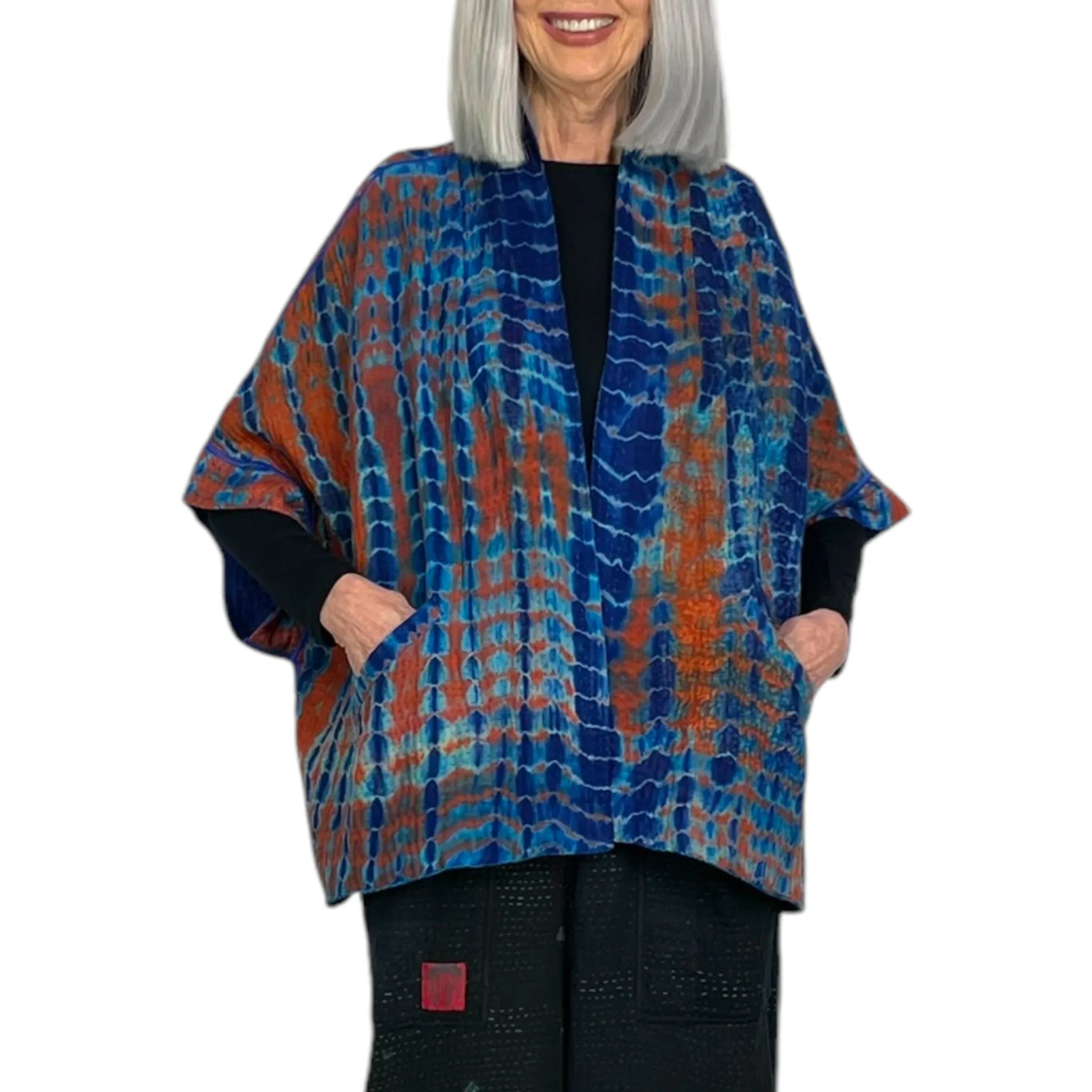 SERPENT SHIBORI TIE DYE MINI PONCHO