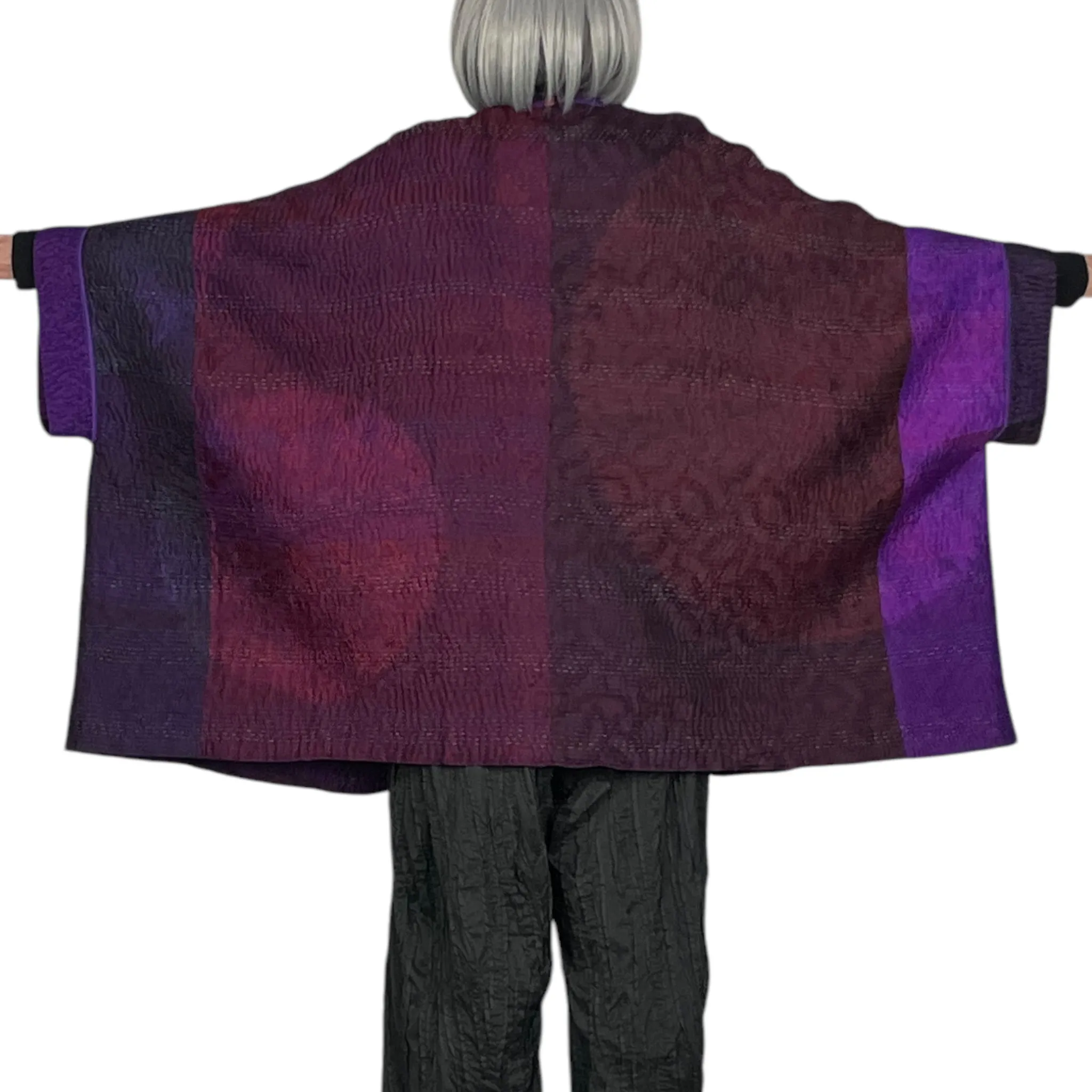 SHIBORI TIE-DYE DOUBLE COLLAR PONCHO