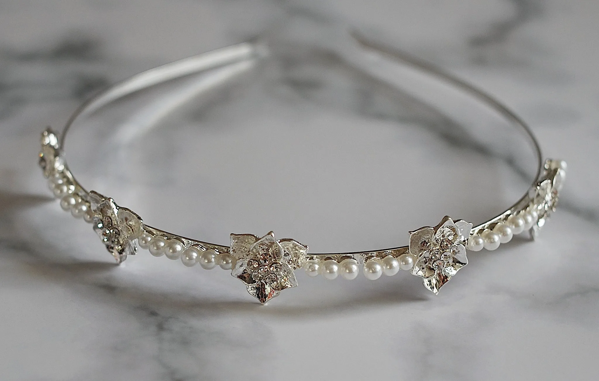 Silver Pearl Headband