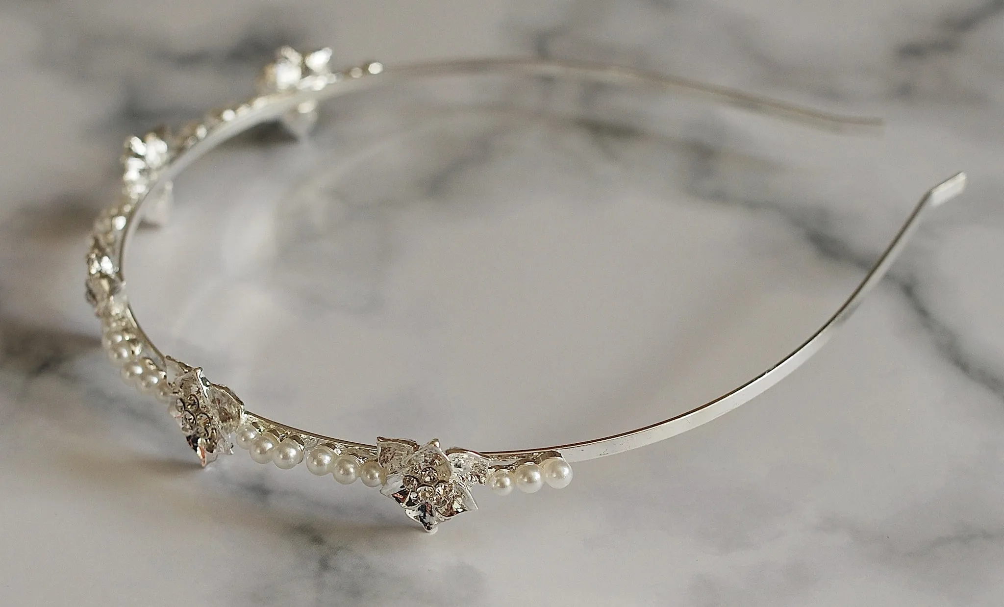 Silver Pearl Headband