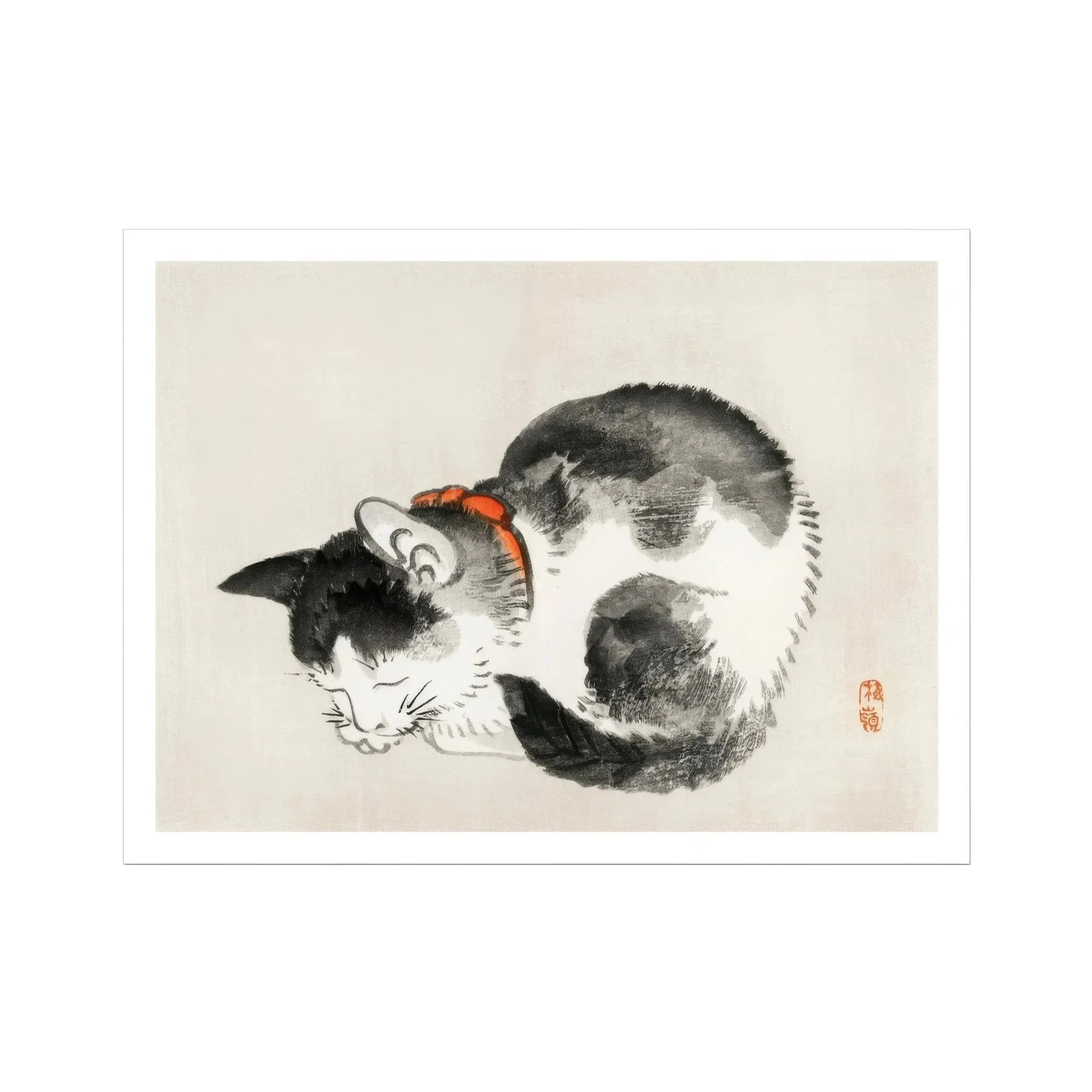 Sleeping Cat - Kōno Bairei Meiji-era Animal Art Print