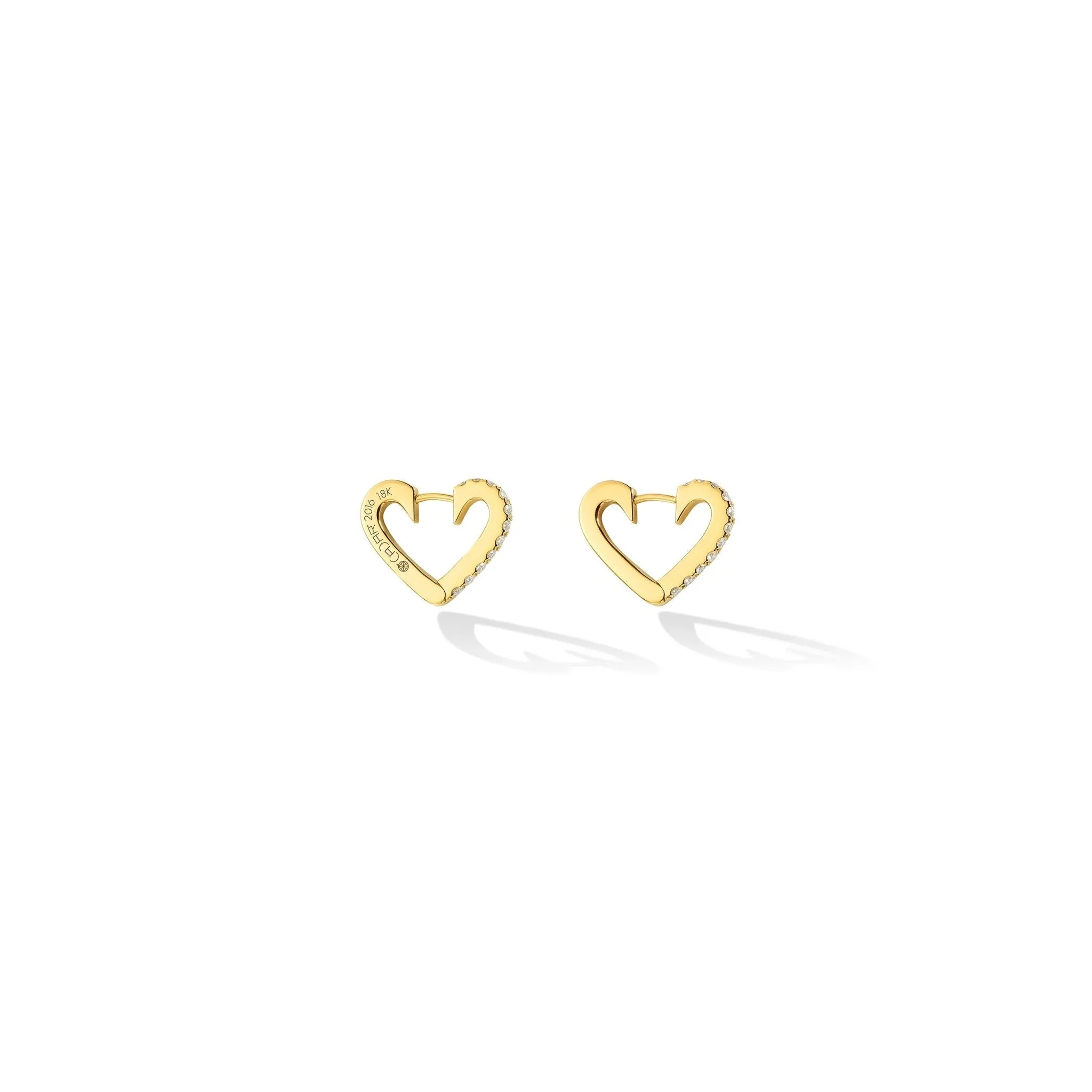 Small Yellow Gold Endless Hoop Earrings with White Diamonds