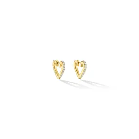 Small Yellow Gold Endless Hoop Earrings with White Diamonds