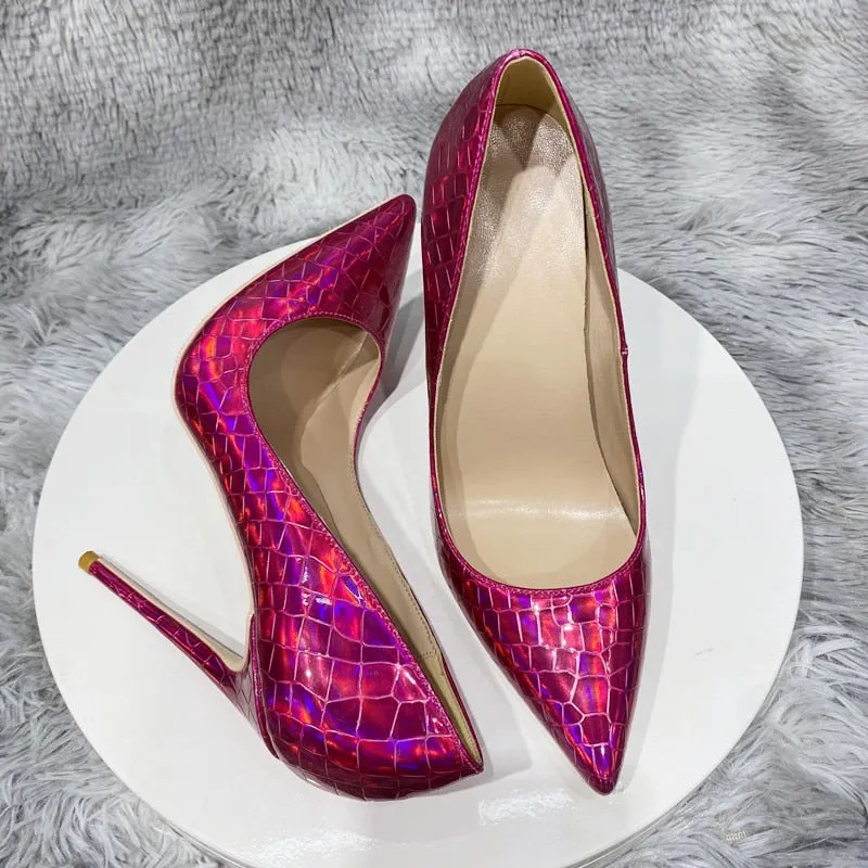 Sparkling Crocodile Pattern Pointed Toe Shoes