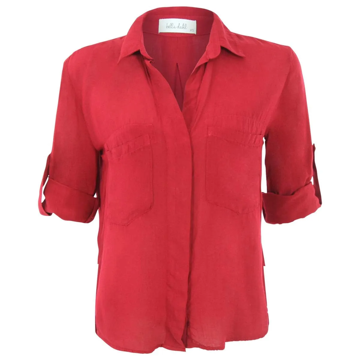 Split Back Button Down - Red