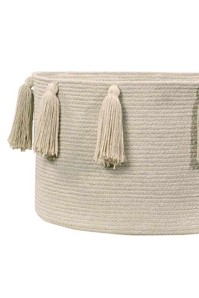 STORAGE BASKET TASSELS NATURAL