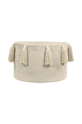 STORAGE BASKET TASSELS NATURAL