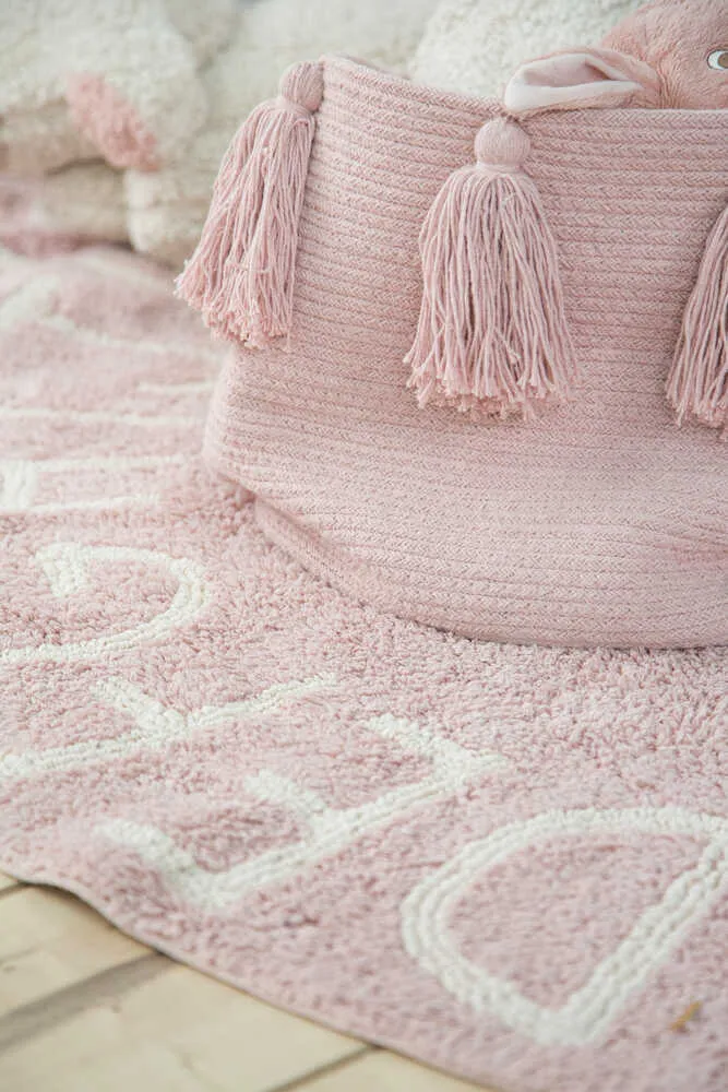 STORAGE BASKET TASSELS PINK