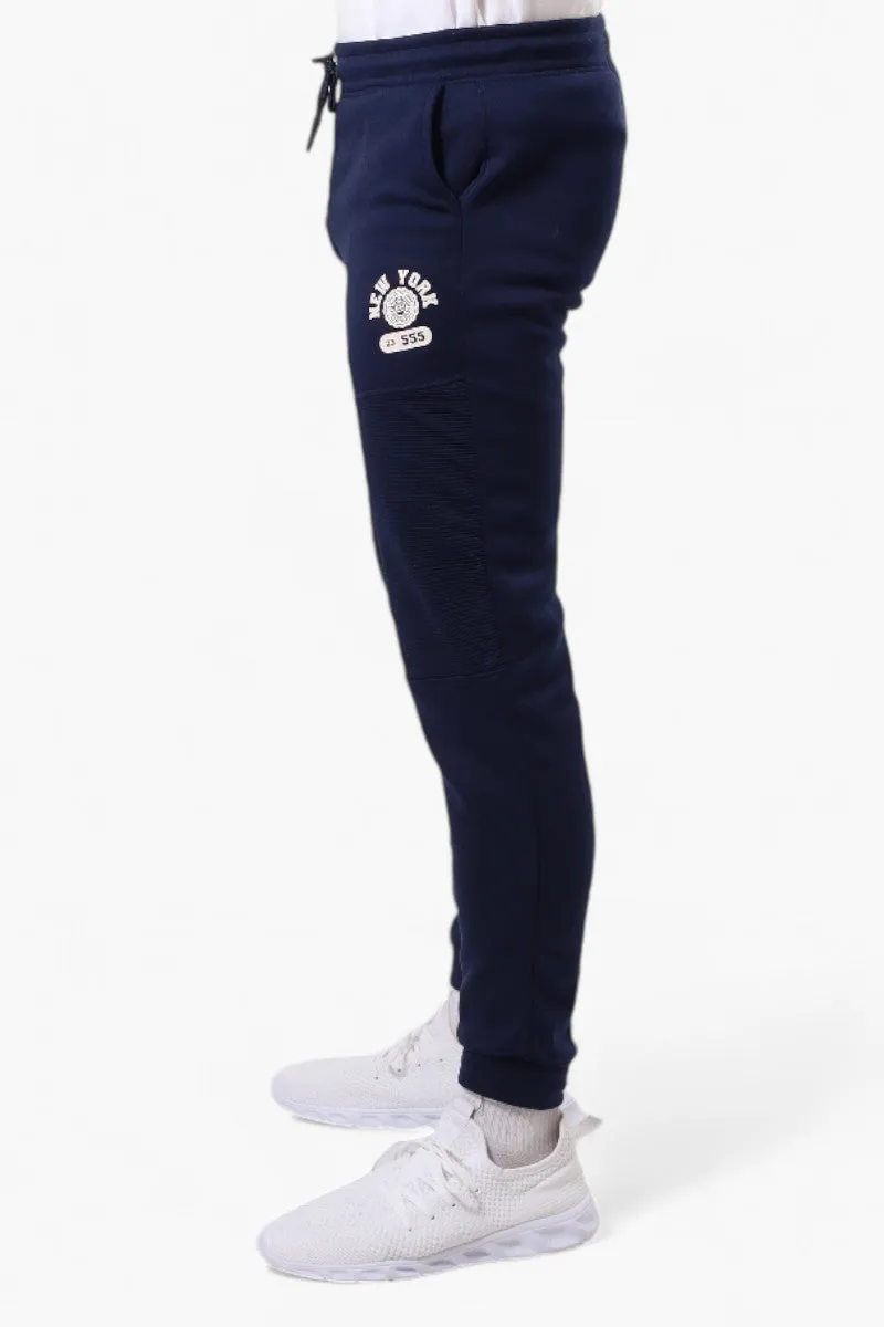 Super Triple Goose Tie Waist New York Print Joggers - Navy