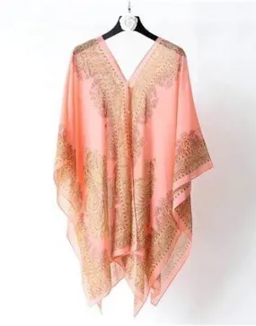 SWIM COVER-UP PONCHO-PEACH