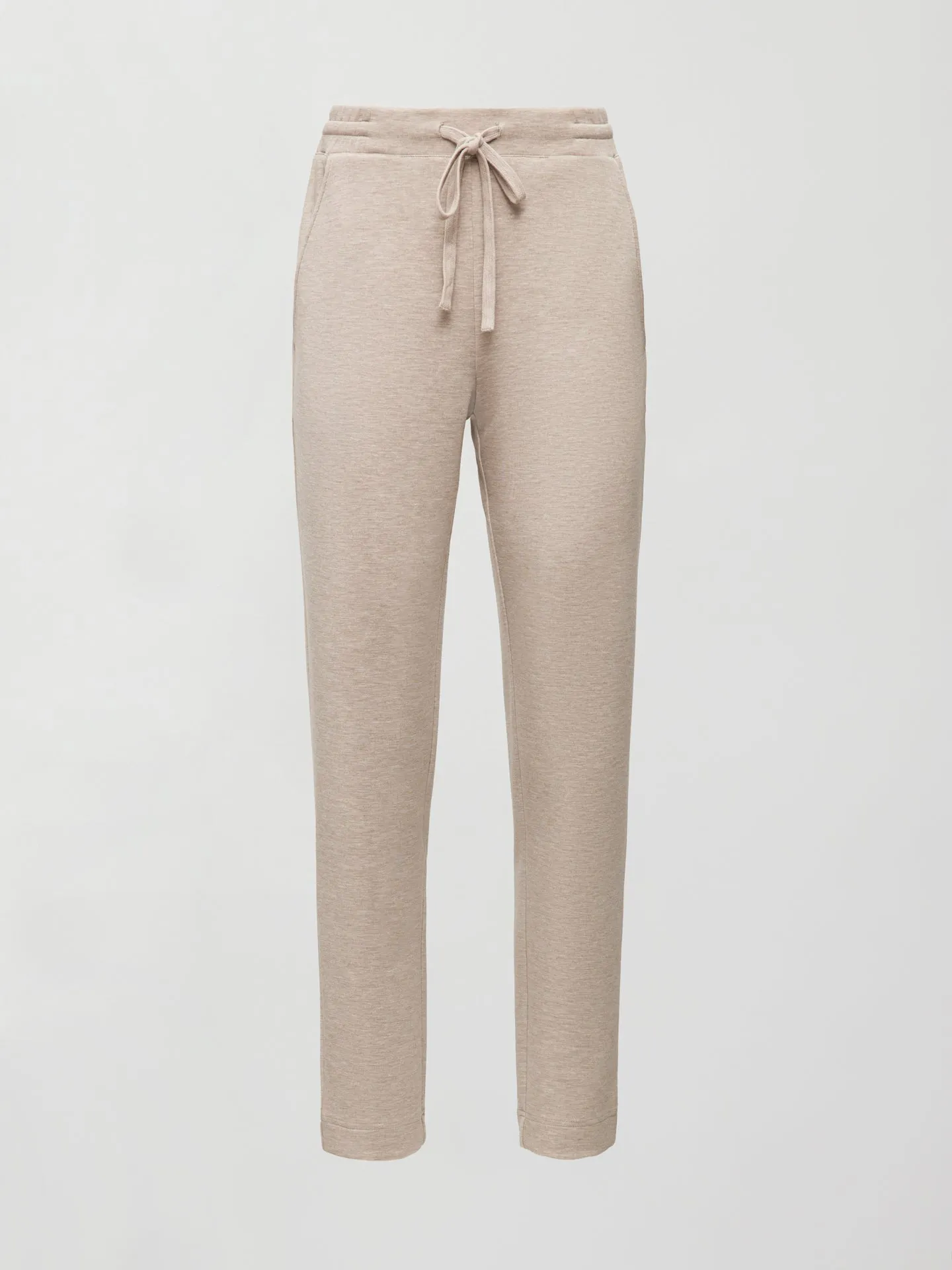 Tapered Leg Jogger in Interlock - Taupe Heather