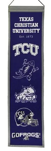 TCU Horned Frogs Winning Streak Past Mascots Wool Heritage Banner (8"x32")