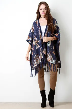 The Great Tribe Loose Knit Open Front Poncho