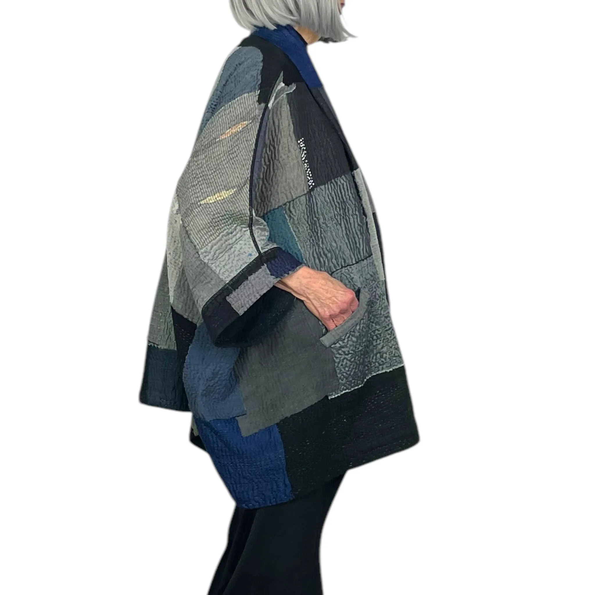 TWO TONE DOUBLE COLLAR PONCHO