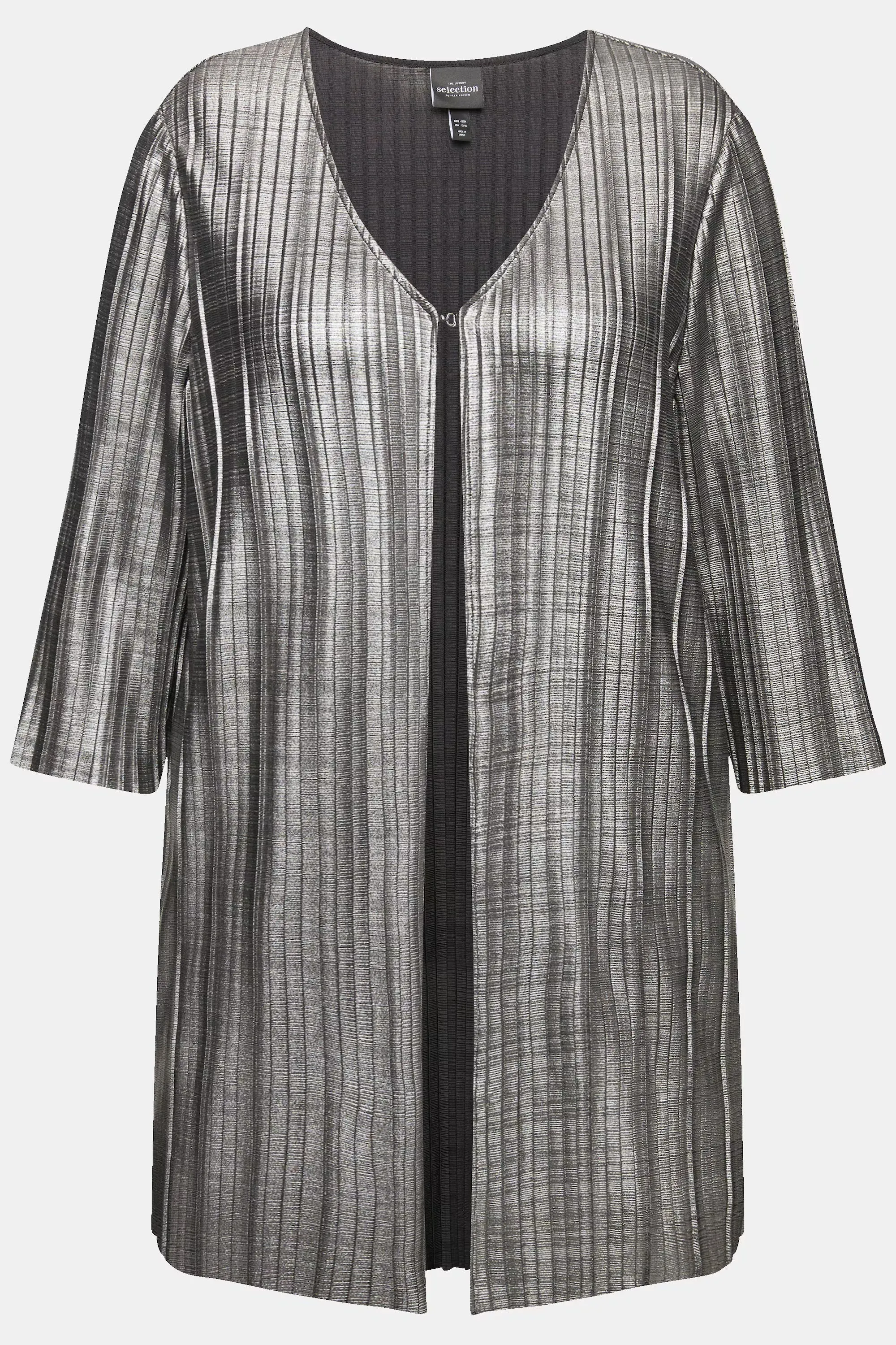 Ulla Popken Pleated Jacket in Silver