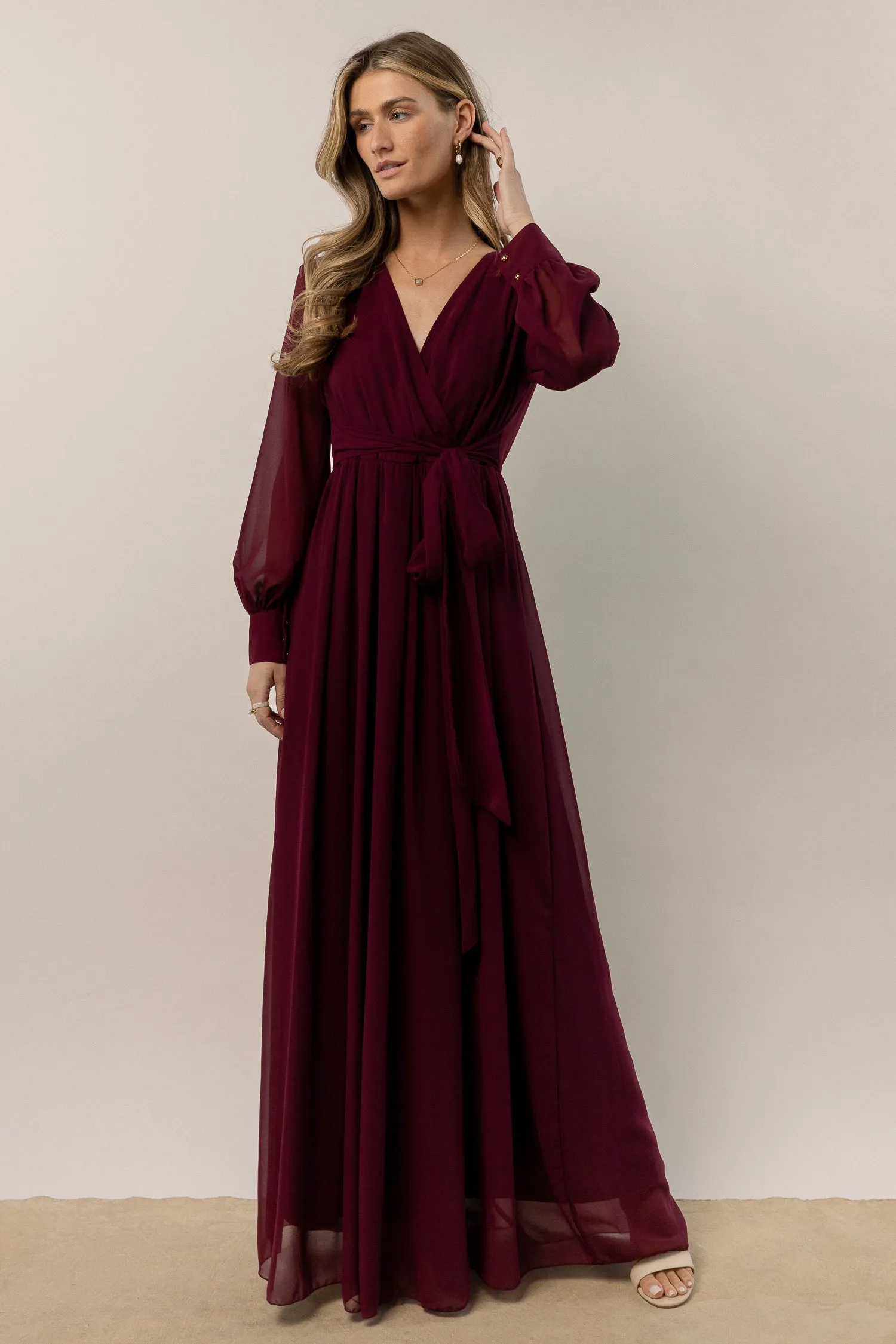 Veronica Maxi Dress in Burgundy - FINAL SALE