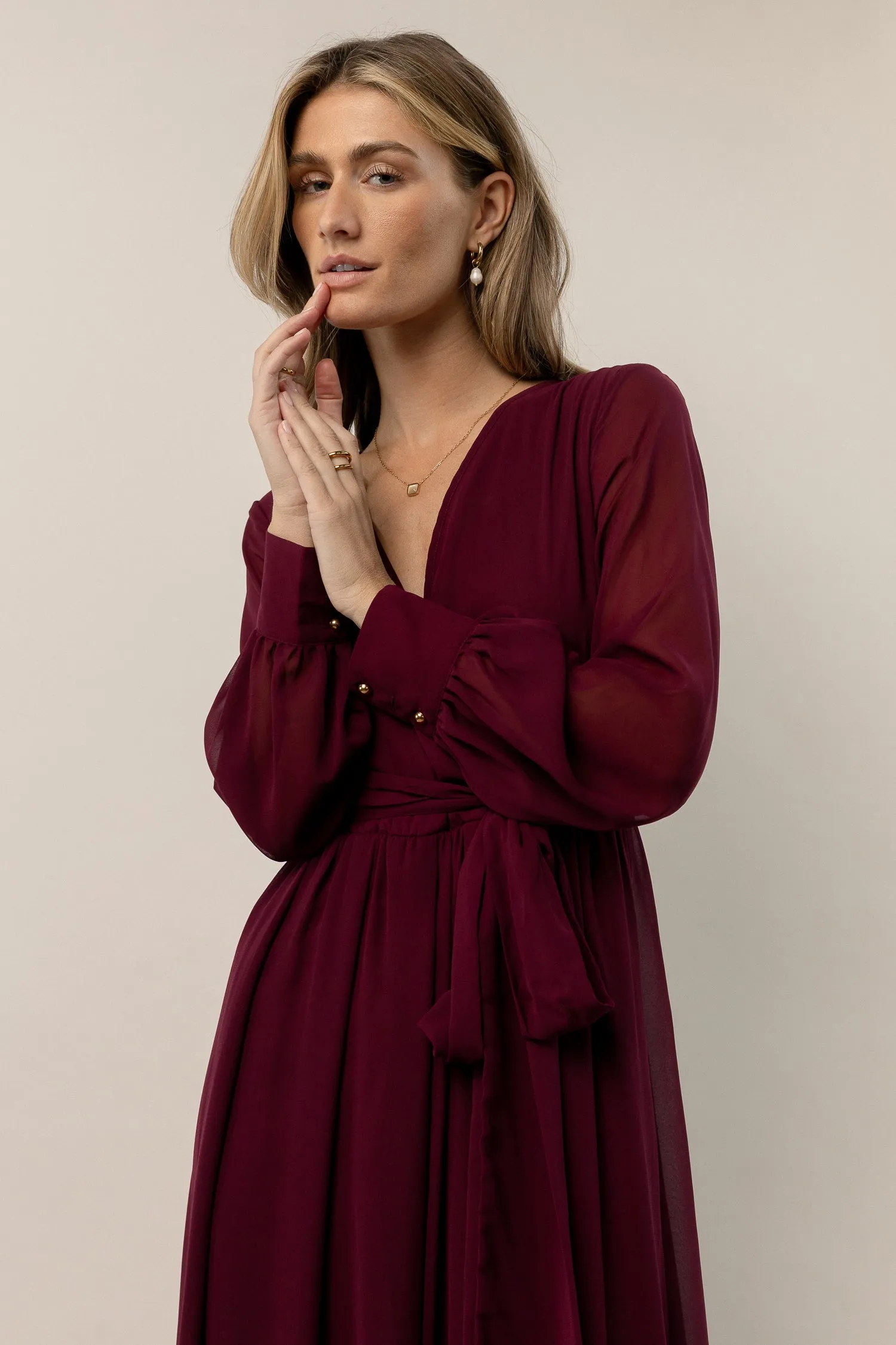 Veronica Maxi Dress in Burgundy - FINAL SALE