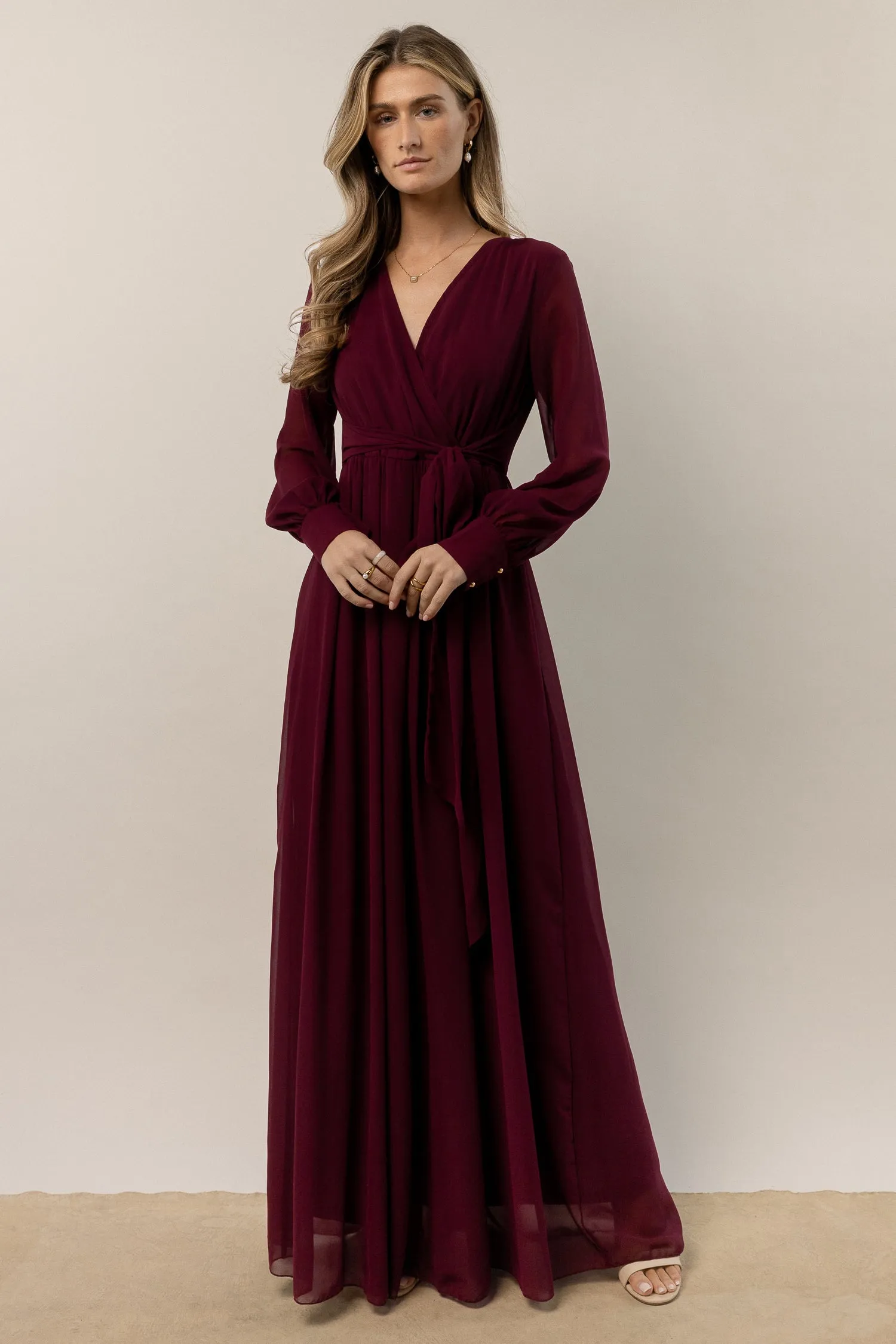 Veronica Maxi Dress in Burgundy - FINAL SALE