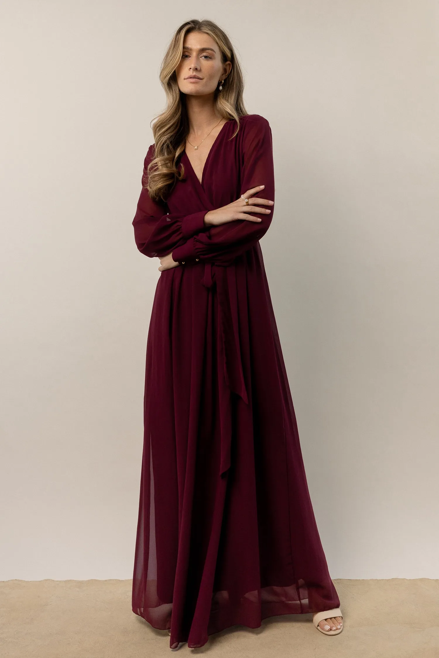 Veronica Maxi Dress in Burgundy - FINAL SALE