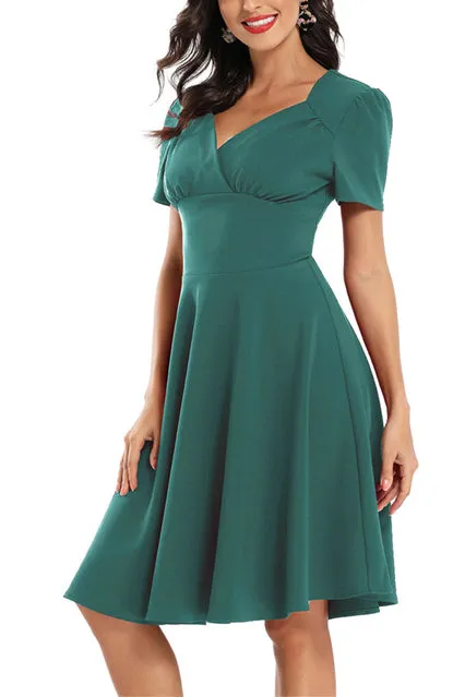 Vintage V-neck A-line Prom Wrap Dress