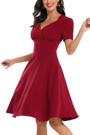 Vintage V-neck A-line Prom Wrap Dress