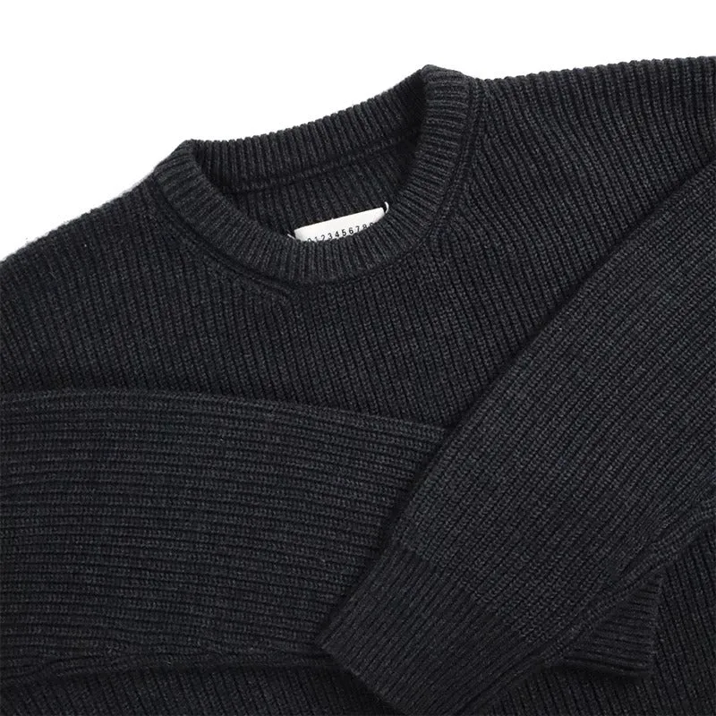 Wenkouban sweater Autumn and Winter Casual Sweater Sweater Style Gray Black round Neck Loose Pullover Sweater