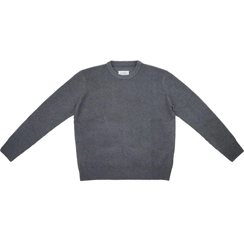 Wenkouban sweater Autumn and Winter Casual Sweater Sweater Style Gray Black round Neck Loose Pullover Sweater