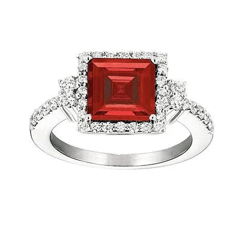 White Gold Labgrown Ruby & Diamond Ring