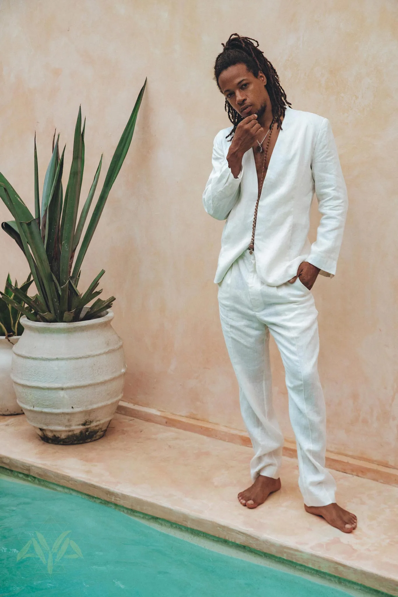 White Linen Blazer Jacket for Men