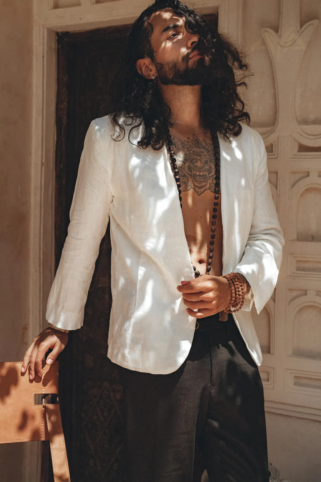 White Linen Blazer Jacket for Men