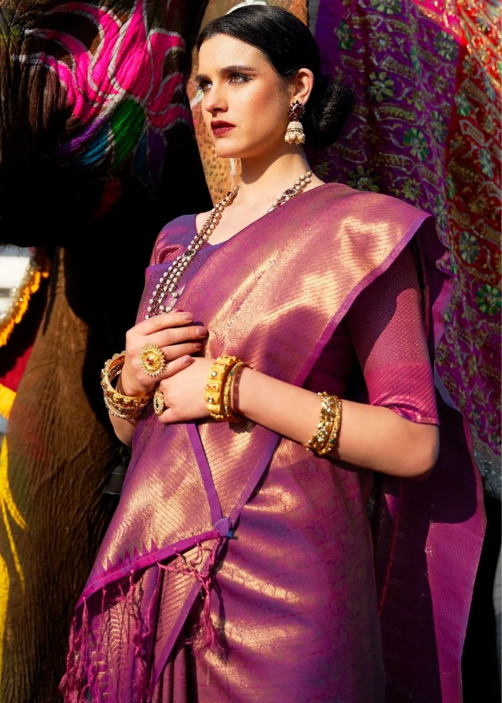 Wine Purple Handloom Weave Kanjivaram Silk Saree : Top Pick