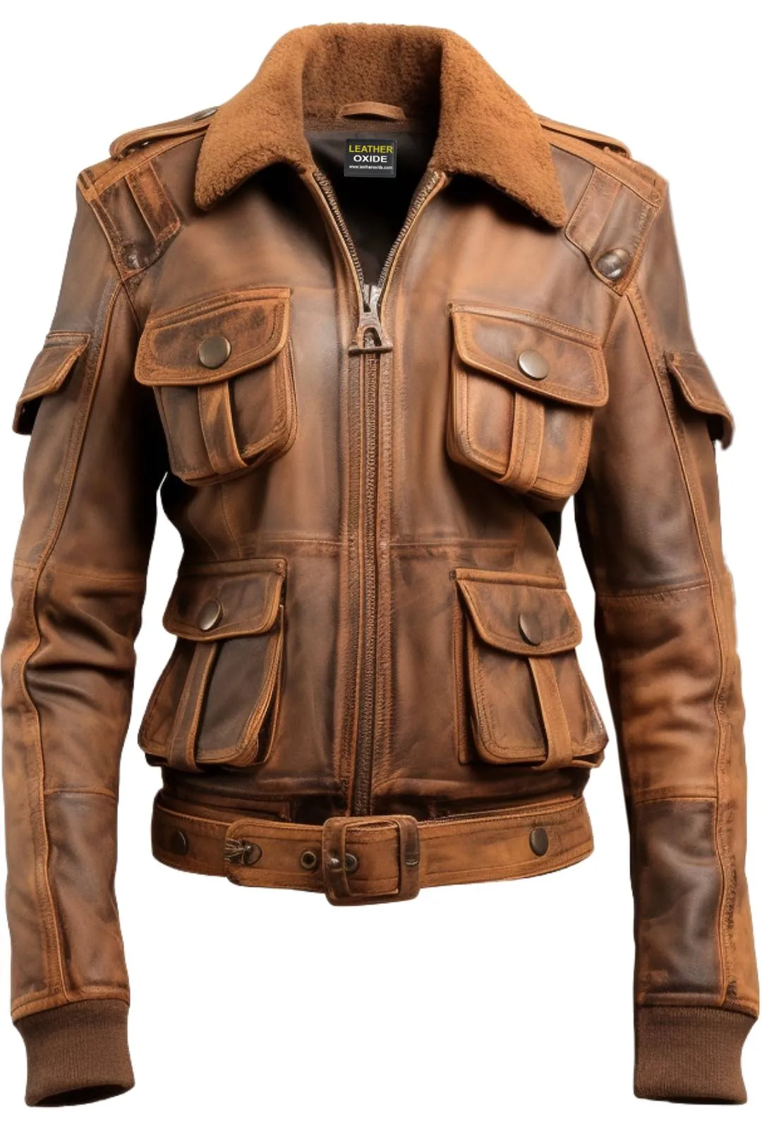 Women Brown distressed Leather Jacket