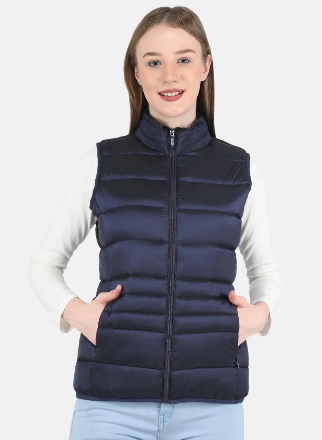 Women Navy Blue Puffer Jacket