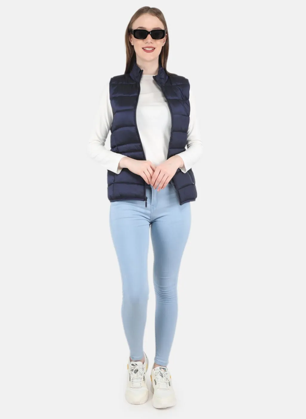 Women Navy Blue Puffer Jacket