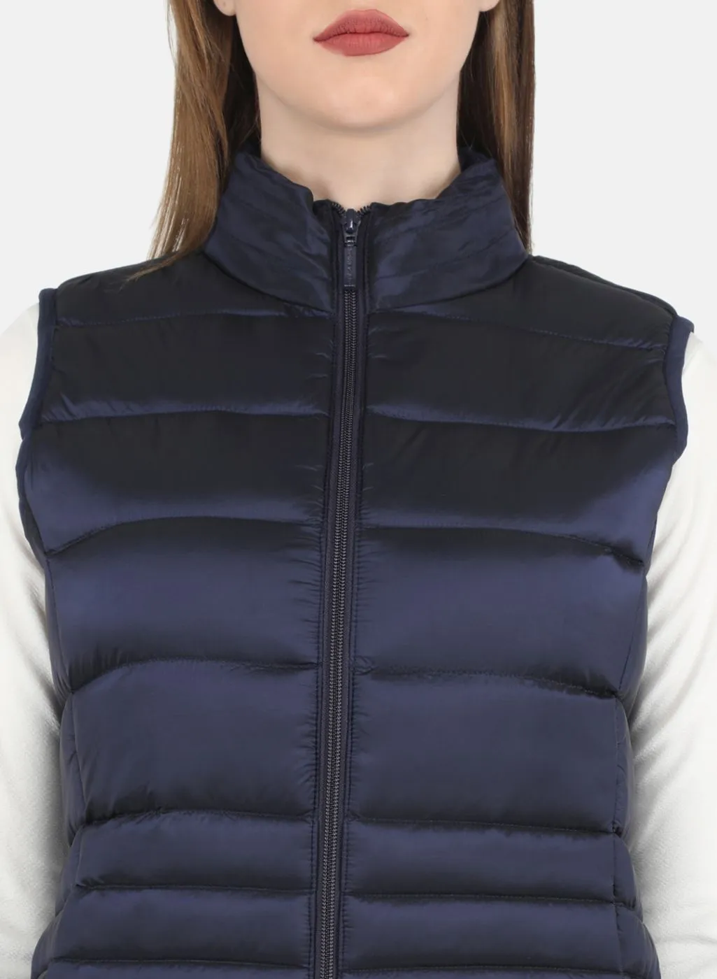 Women Navy Blue Puffer Jacket