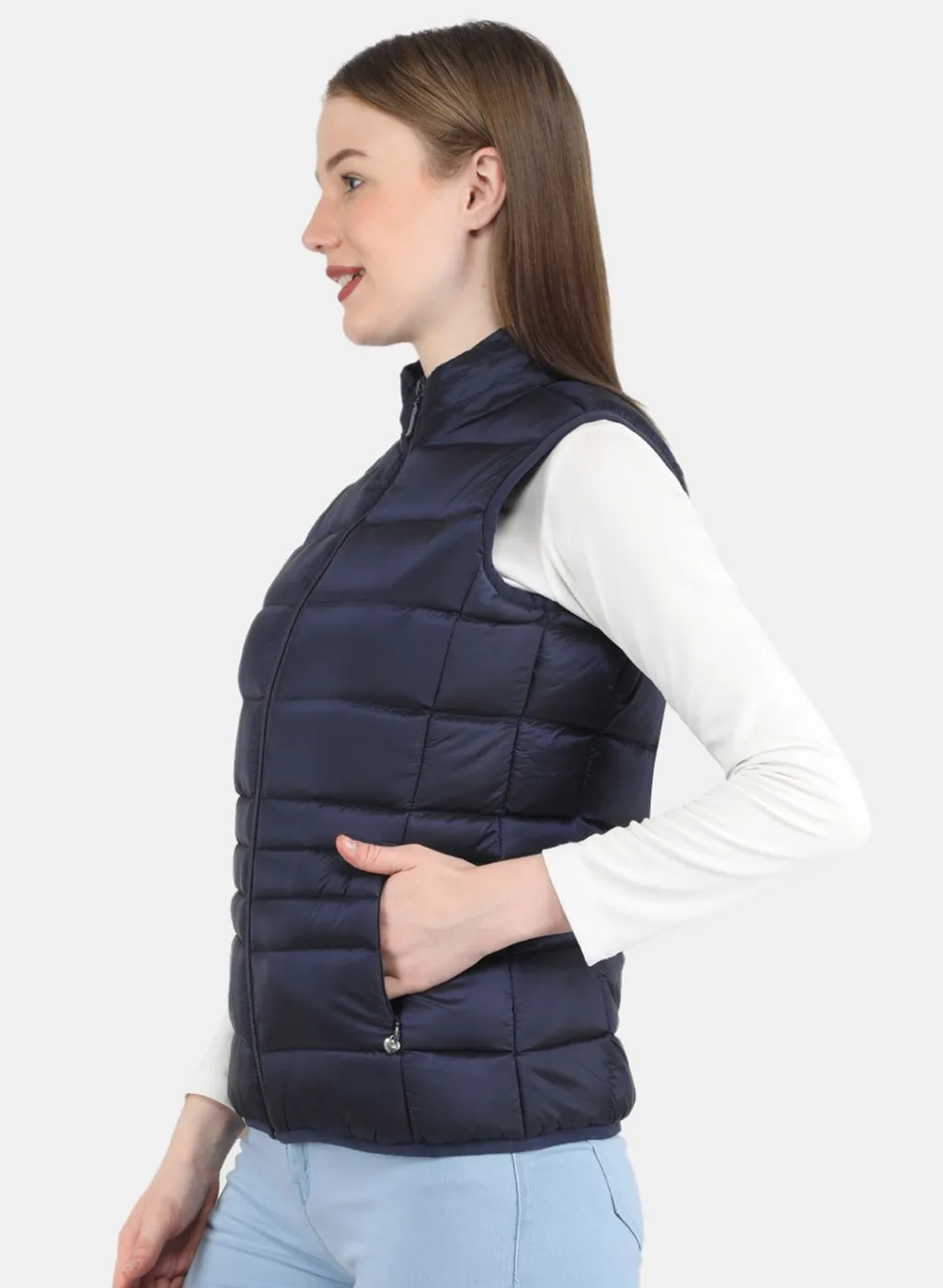 Women Navy Blue Puffer Jacket