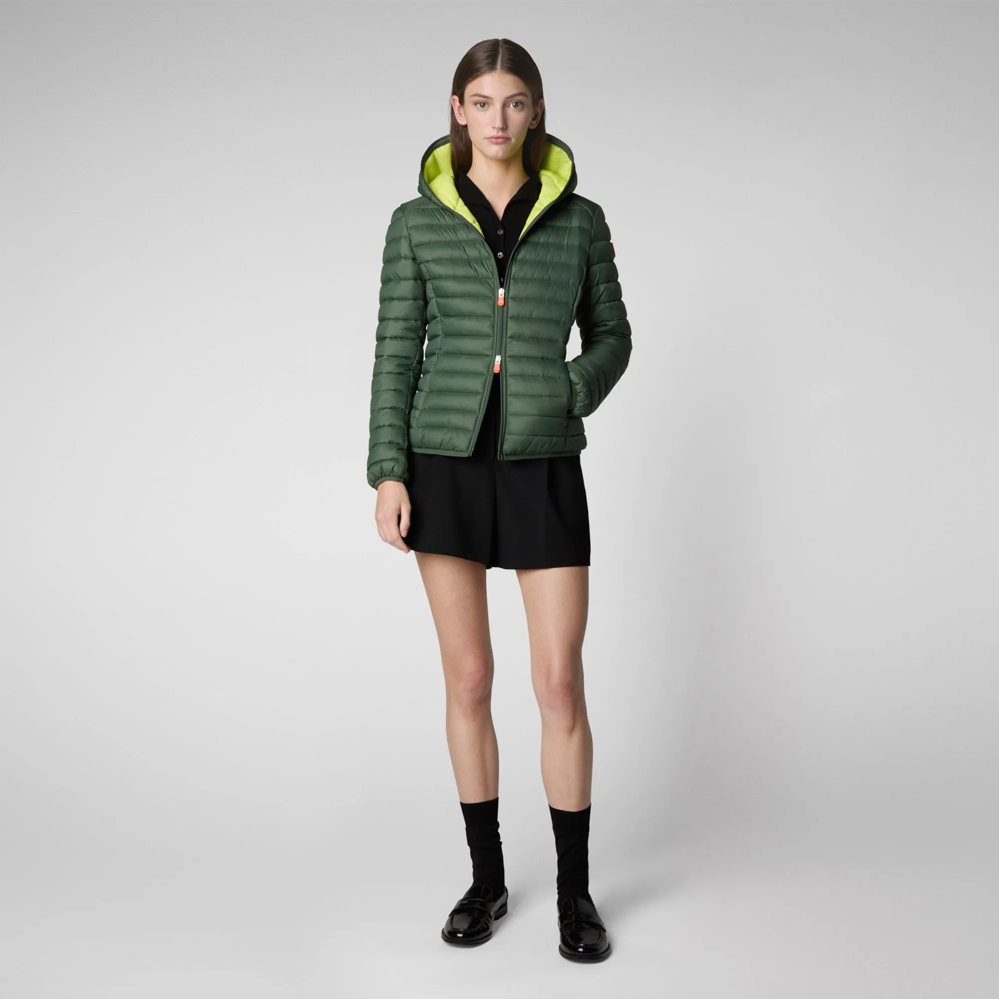 Women's  Hooded Puffer Jacket Daisy in Thyme Green