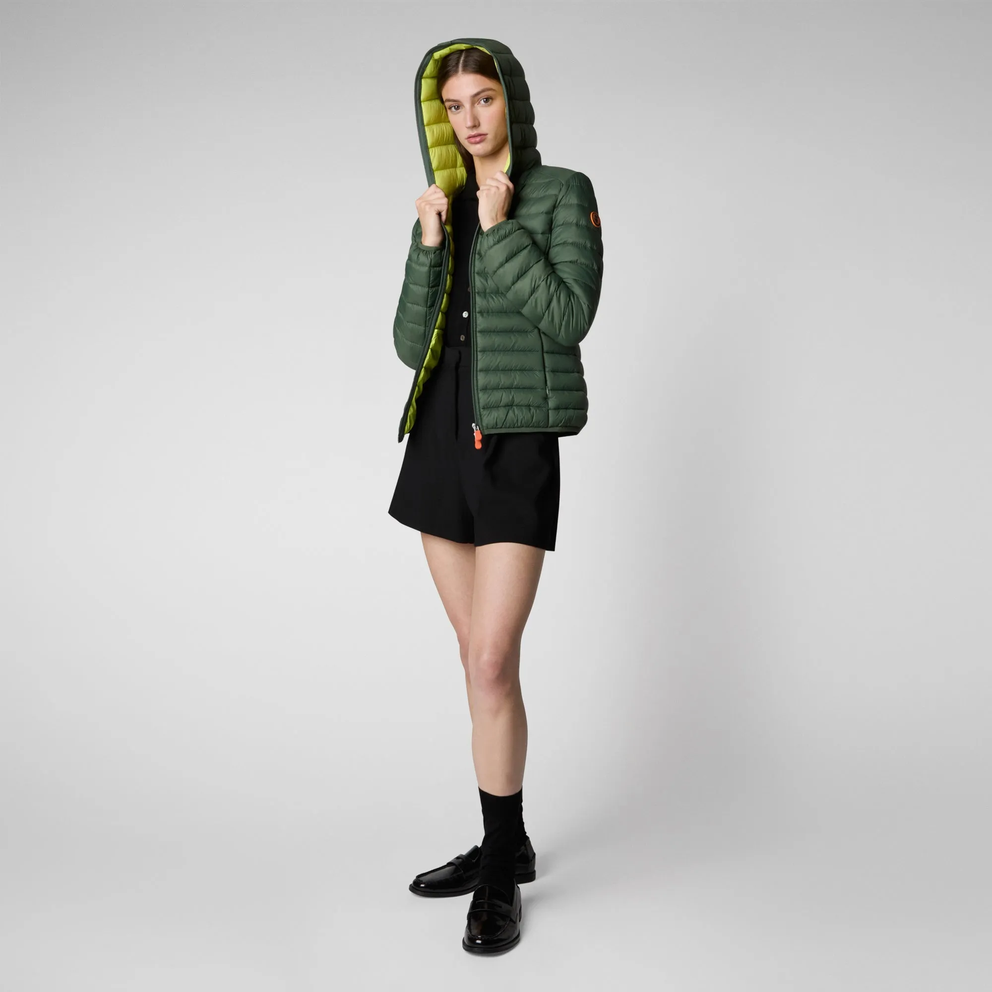 Women's  Hooded Puffer Jacket Daisy in Thyme Green